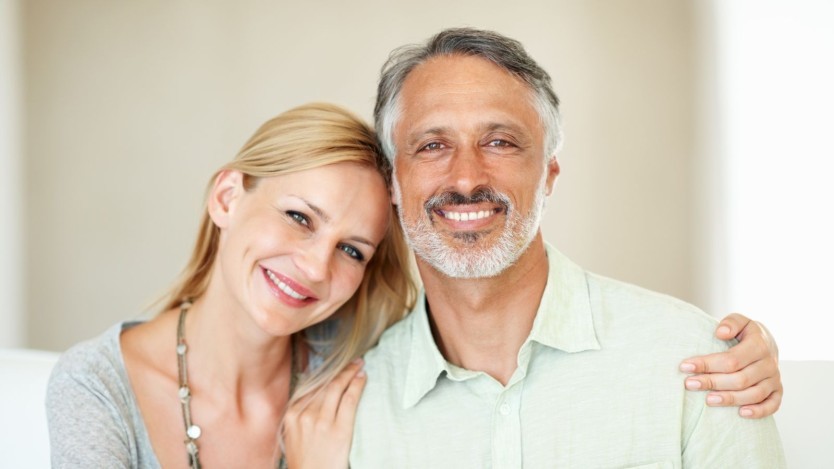 Couple smiling  to the camera