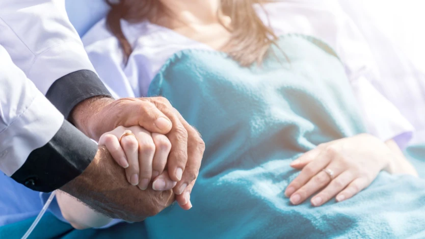 Patient with her doctor
