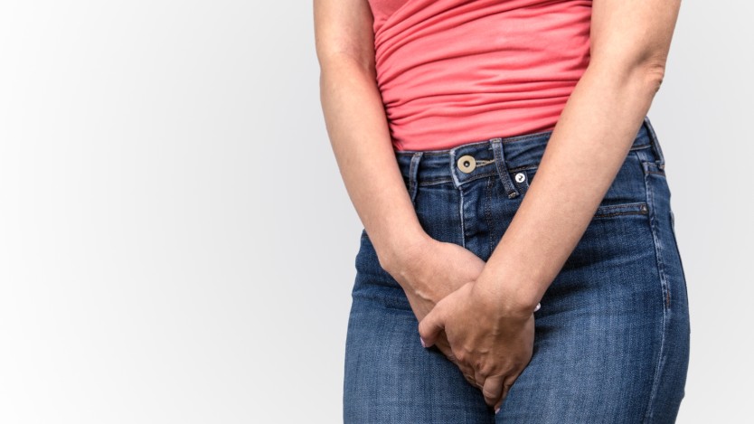 Woman suffering from stress urinary incontinence 